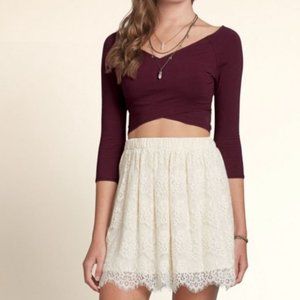 Hollister Maroon Criss Cross Crop Top